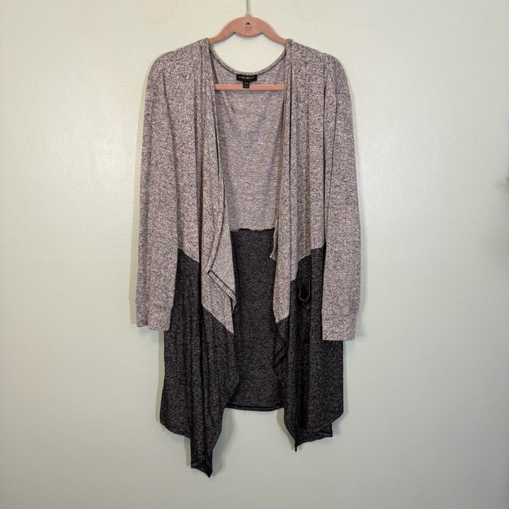 Lane Bryant‎ Open Front Waterfall Stretch Colorblock Cardigan Sweater Gray 18/20